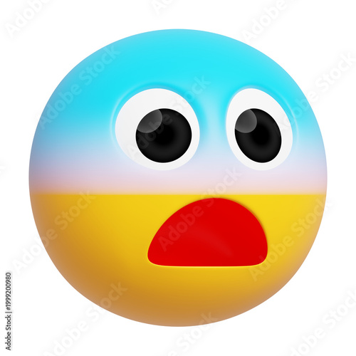 Fotografie Fearful Face Emoji 3d