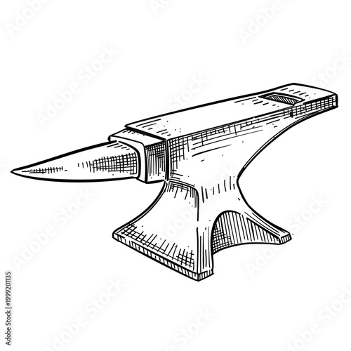 Tableau sur toile anvil vector line art hand drawn illustration