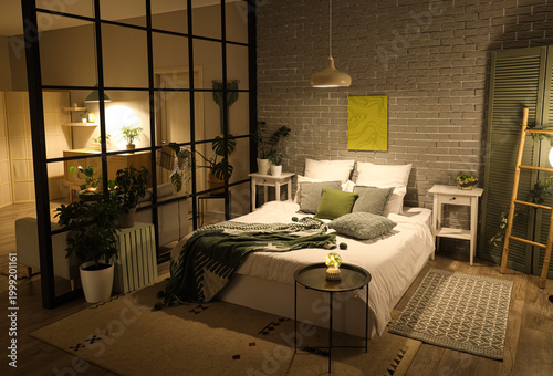 Interior of stylish cozy be...