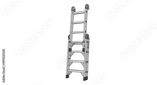 Metal folding ladder with steps.