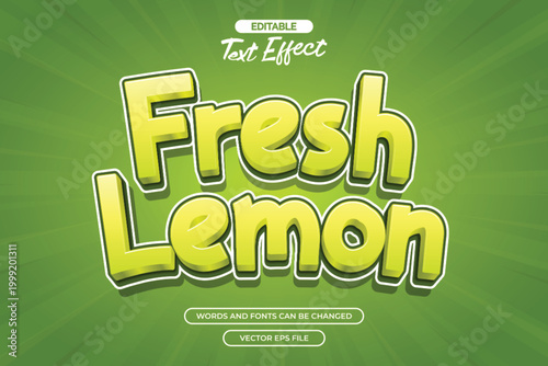 Fresh lemon editable text effect with cartoon text style