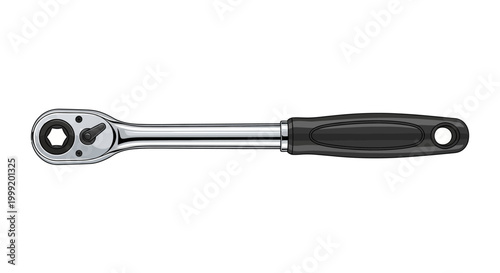Ratchet tool with black handle.
