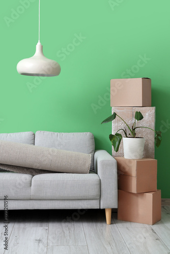 Cardboard boxes with grey s...
