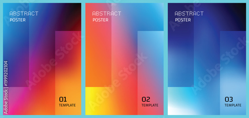 Set of abstract posters with vibrant gradient backgrounds and geometric shapes