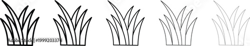 hand drawn grass blades doodle set minimal nature outline collection vector design.