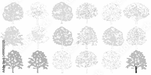 Tree silhouettes collection ten variants on a white background