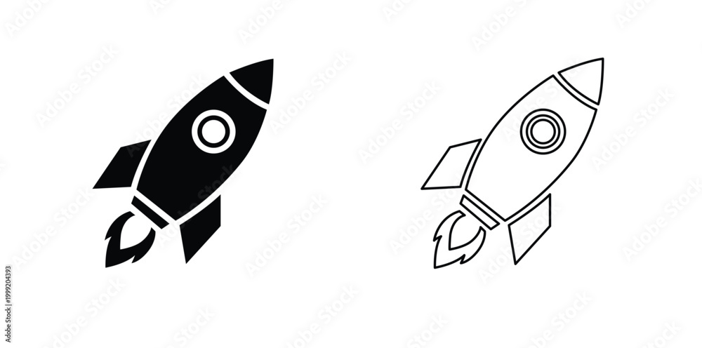 Fototapeta premium Rocket Ship Icons – Space Exploration and Innovation Vector Illustration