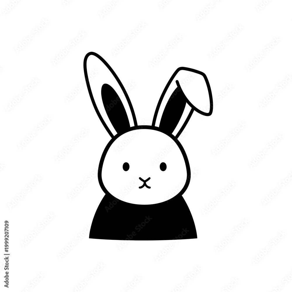 Fototapeta premium Simple Cartoon Bunny Illustration