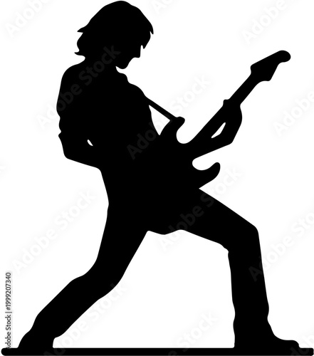 Electric Guitar Player Silhouette Performing on Stage