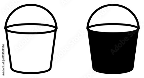 bucket icon pail cleaning container outline