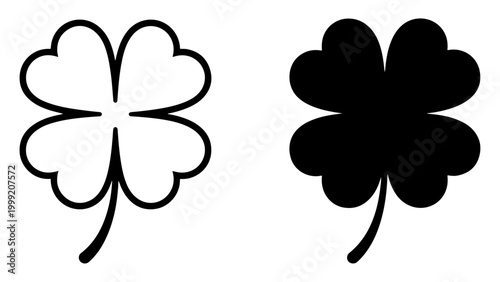 four leaf clover luck icon set