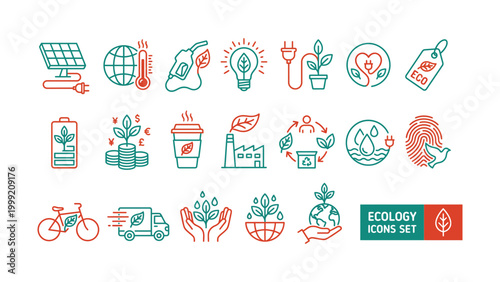 Ecology icons set with various eco friendly symbols and logos for sustainable living and environmental conservation  eco icons