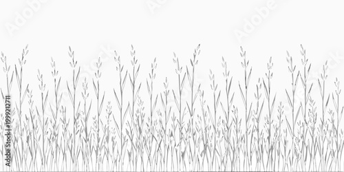 Grass border illustration seamless pattern on white background