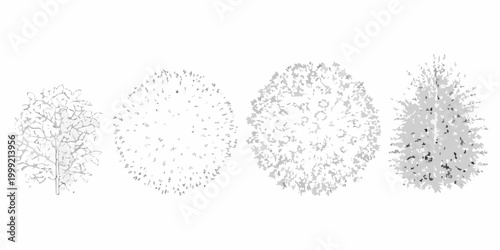 Obraz na płótnie Shrub silhouettes four variations vector illustration white background