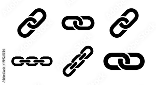Collection of various chain link icons in different orientations