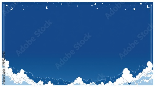 夜空と雲のイラストフレーム