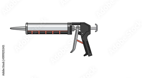 Caulk gun with silver nozzle.