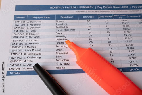 Monthly Payroll Summary Document