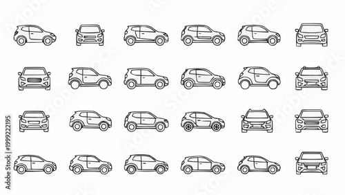 Collection of various car models in different perspectives, showcasing diverse vehicle designs.