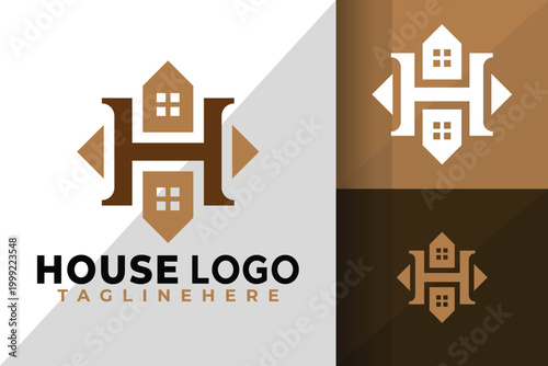 Letter H House Logo Logos Design Element Stock Vector Illustration