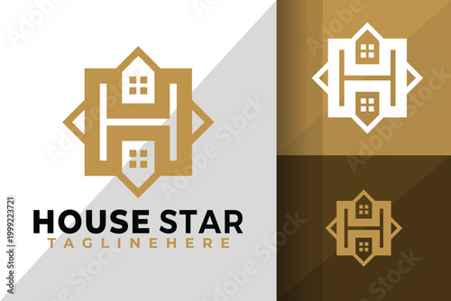 Letter H House Star Logo Logos Design Element Stock Vector Illustration