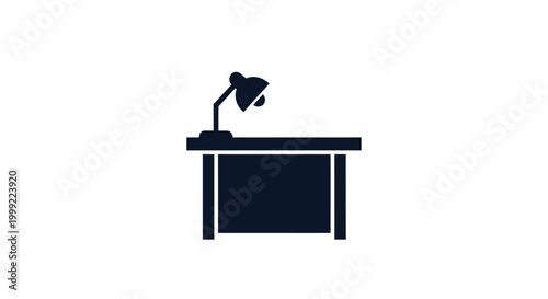 Desk Lamp on Office Worktable Illustration.