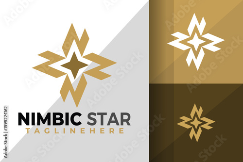 Letter N Star Logo Logos Design Element Stock Vector Illustration