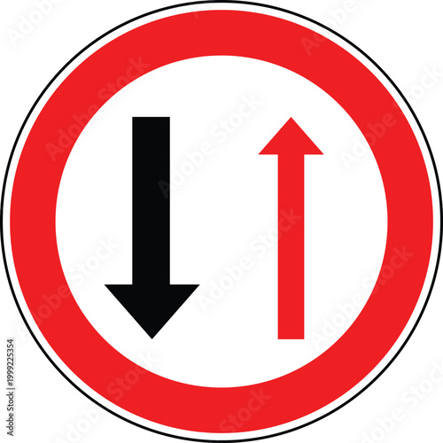 Free Download Priority to Oncoming Traffic Road Sign Portugal Red Circle Vector - GFXLoad