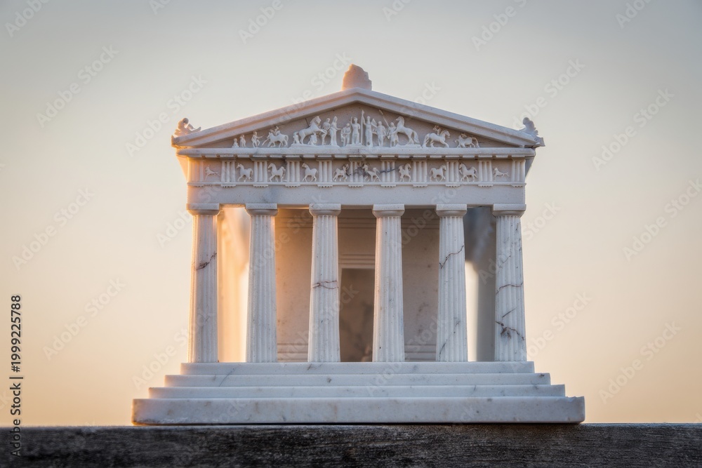 Fototapeta premium Miniature Parthenon Model at Sunrise