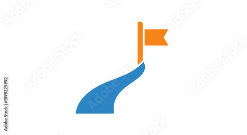 Fotografie Flag on a blue curved line.