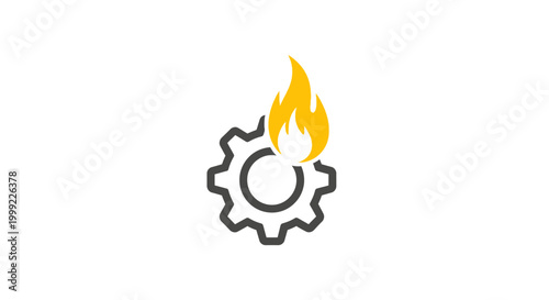 Gear with flame on fire.