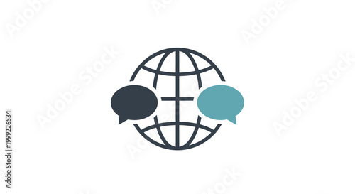 Global Communication Network Illustration with Speech Bubbles.