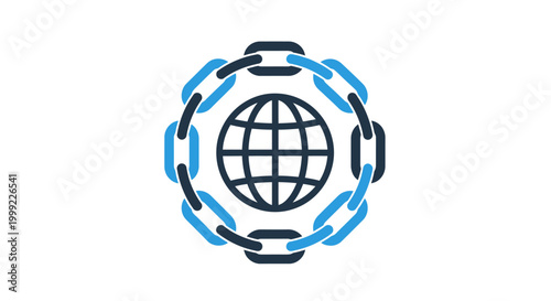 Global Network Chain Link Earth Icon.