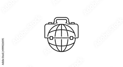 Globe in a briefcase icon symbol.