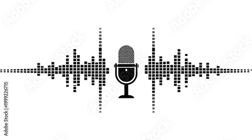 Microphone icon with sound wave visualization