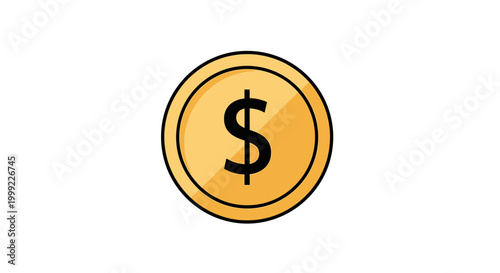 Gold Coin with Dollar Sign Symbol.