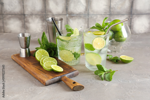 Glasses of fresh Mojito coc...