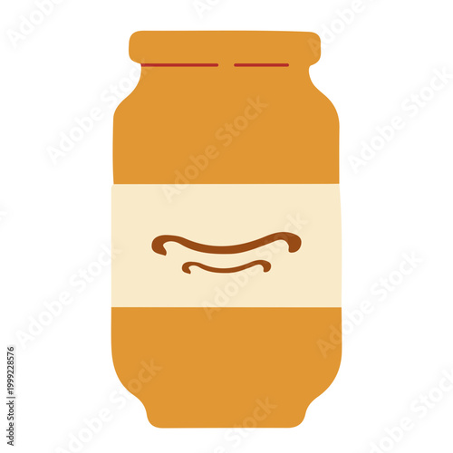 Orange honey jar illustration with label food storage container icon