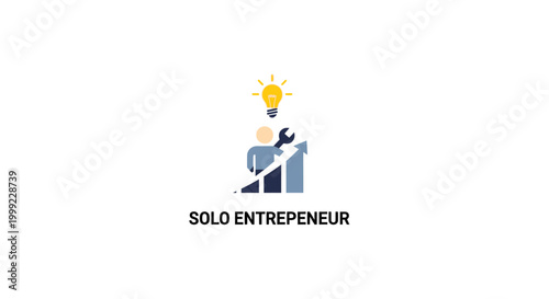 Solo Entrepreneur Business Owner Illustration.