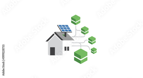 Solar powered house with green cubes.