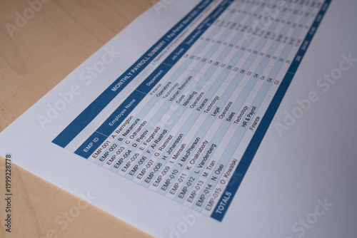 Monthly Payroll Summary Document