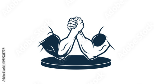 Arm Wrestling Competition Icon: Strength, Power, and Rivalry Concept