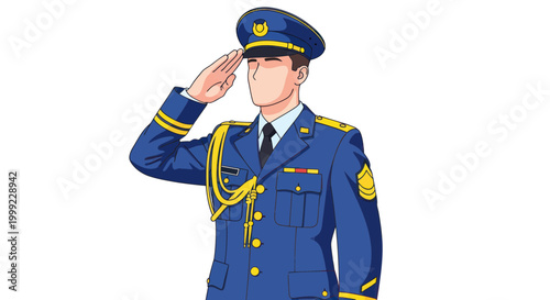 Military Officer Saluting in Uniform - Respect and Authority
