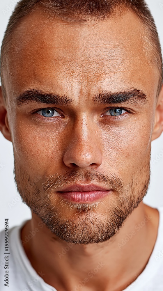 Obraz premium Man with Short Hair Looking Serious