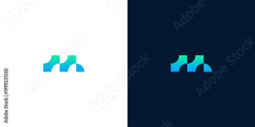 Abstract letter M logo design with gradient color flow for technology or business applications