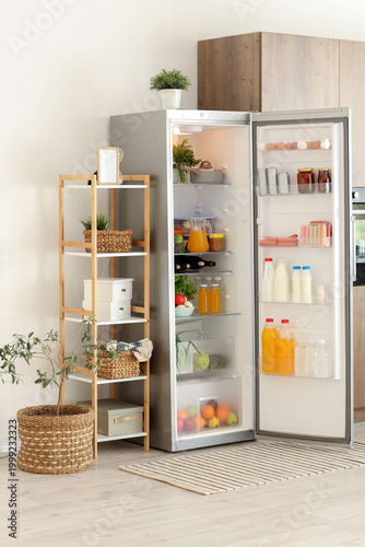 Open big fridge with fresh ...