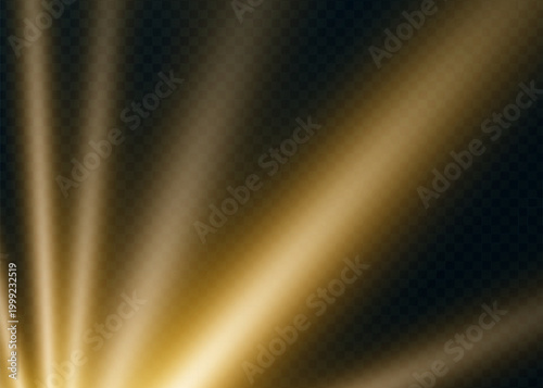 Golden light rays fanning out from the bottom corner on a dark background with abstract background illumination creative