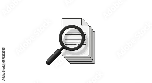 Magnifying glass on document papers.