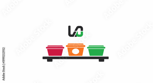 Colorful Buckets on a Shelf Line.