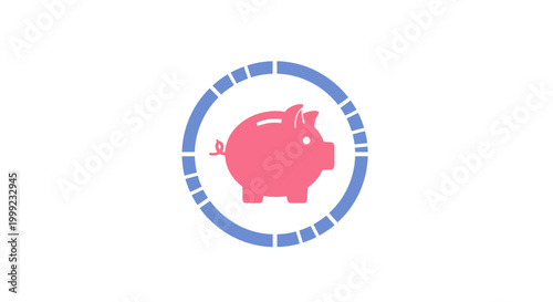 Pink Piggy Bank Savings Icon.
